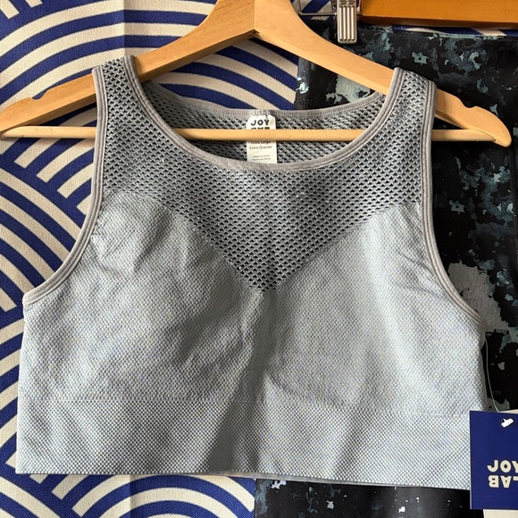 NWT JoyLab Light Gray Mesh Crop Top Sports Bra & Patterned Leggings Bundle Set - Picture 2 of 11